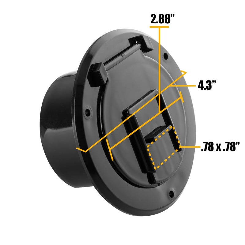 Halotronics RV 4 1/4-inch Round Electrical Cable Hatch for 30 Amp Cords (Black) - Image 3